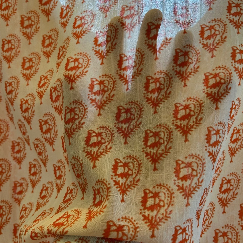 Rose + Olive Womens Orange White Paisley Pintuck Boho Tunic Blouse Top Size 1X - Picture 11 of 13